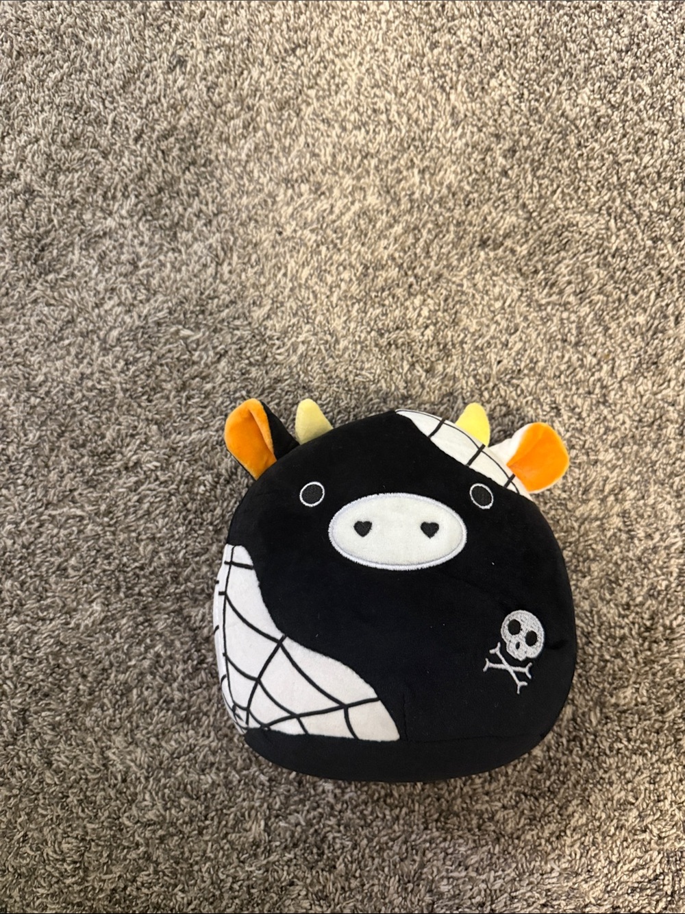Black Plush Cow Toy with Orange Ears - Kids Plush